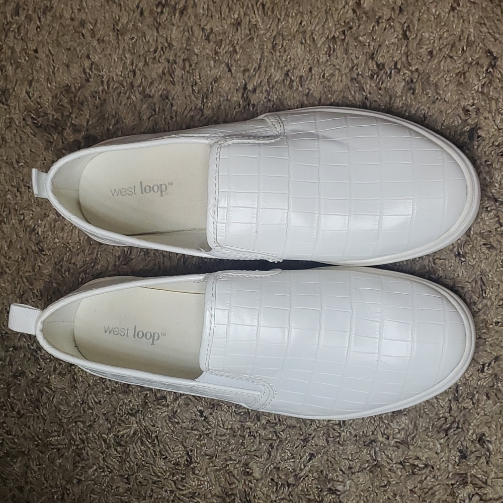 White slip on shoes